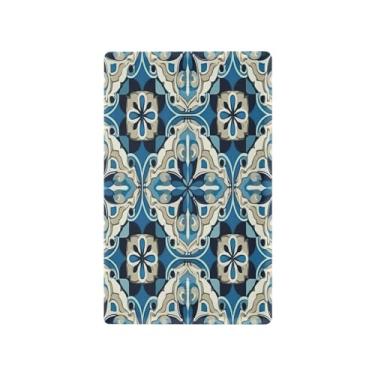 Imagem de Wassud Azulejo ornamentado azul (2) placa de cobertura de interruptor de luz, 1 capa de tomada em branco placa de parede decorativa decoração de casa sala de estar quarto