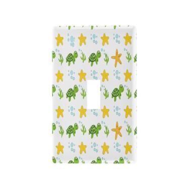 Imagem de Wassud Tartarugas fofas e estrela interruptor de luz placa decorativa capa de tomada placa de parede para tomadas elétricas interruptor único 4,53 x 2,76 polegadas