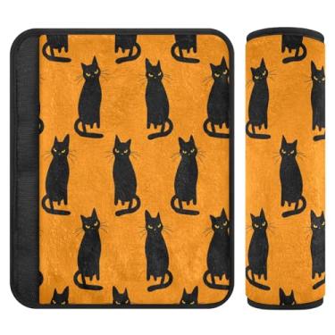 Imagem de Burbuja Capa para cinto de segurança de carro Black Cats Protetor de cinto de segurança macio confortável para alça de ombro de assento, 1 par pequeno