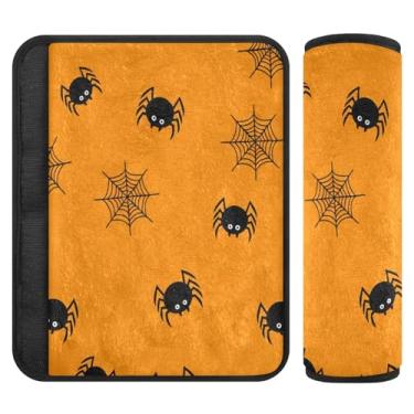 Imagem de Burbuja Capa para cinto de segurança de carro Halloween Webs Protetor de cinto de segurança de carro macio confortável para alça de ombro de assento, 1 par médio