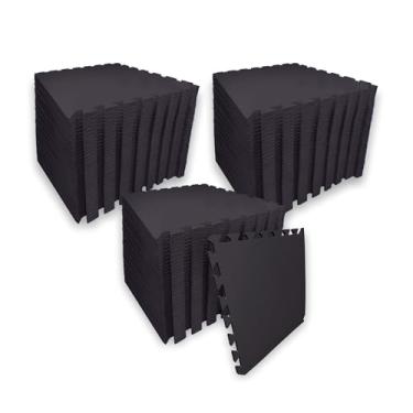 Imagem de SELLER Tapete de Encaixe em EVA – 96 peças 50×50 cm, 5mm espessura, superfície antiderrapante, modular tipo quebra-cabeça, com bordas, piso infantil, academia, brinquedoteca, proteção contra impacto e conforto (Preto)