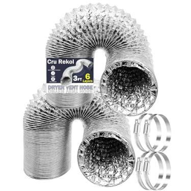 Imagem de Mangueira de ventilação flexível para secadora de 10 cm, pacote com 2, 3 m, 6 camadas, secador de alumínio, mangueira de duto de exaustão para espaços apertados