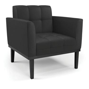 Imagem de Poltrona Base De Madeira Fixa Preto Elisa Corino D03 - D'rossi Cor Preto