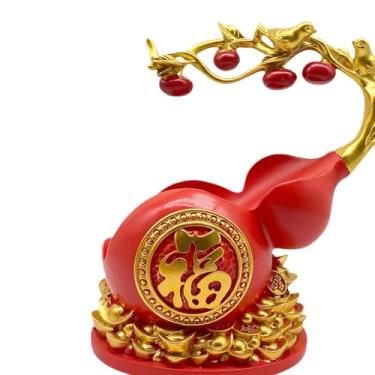 Imagem de MotiveTech Suporte para Garrafa de Vinho em Forma de Cabaça Feng Shui, Criativo, Ornamento, Decoração para Casa, para Sala de Estar, Balcão ou Bar, Vermelho