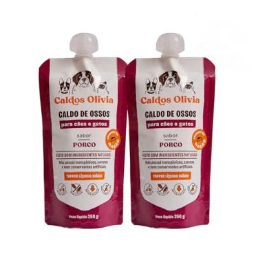 Imagem de Kit 2 Caldos de Ossos Para Cães e Gatos 250G, Sem Conservantes Artificiais, Caldos Olivia (Porco)