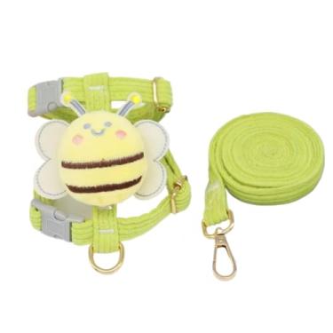 Imagem de Coleira Peitoral para Gato e Cachorro Pequeno com Guia 1,5m – Peitoral Estilo Colete Abelha, Ajustável, Respirável e Refletivo para Passeio Seguro(abelha verde p（1.5-2.5KG）)