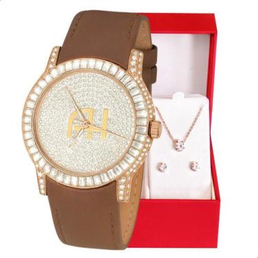 Imagem de Relógio Champion Ana Hickmann Feminino Couro Marrom Cristais AH28393B 