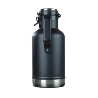 Imagem de Garrafa Térmica Inoxidável 1,9 Litros, Parede Dupla, Aço Inox 304/201, Preta, Isolamento a Vácuo, com Alça, 29,2cm