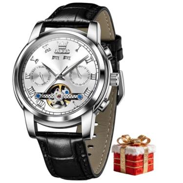 Imagem de OLEVS Relógio masculino automático luxuoso turbilhão cronógrafo mostrador grande calendário automático relógios de pulso para homens negócios fase da lua relógios masculinos mecânicos luminosos à