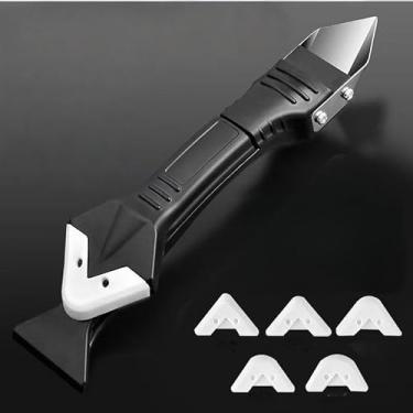 Imagem de Conjunto de ferramentas de remoção de silicone, limpador de silicone, bocal de vedação de vedação de silicone 5 em 1, adequado para cozinha, banheiro, pia, vedação de janela, preto