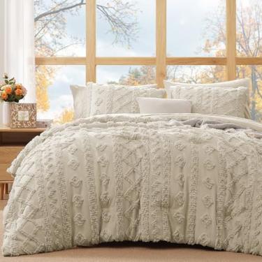 Imagem de WRENSONGE Conjunto de edredom king size com lençóis – 7 peças, cama bege tufada em uma bolsa, 1 edredom, 2 lençóis, 2 fronhas e 2 fronhas