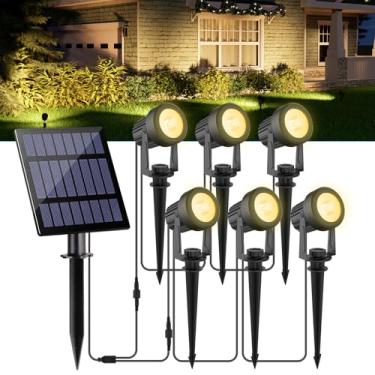 Imagem de CREPOW Holofotes solares para ambientes externos, paisagens, IP65, à prova d'água, cabo de 3 metros, luzes solares do crepúsculo ao amanhecer para árvores, jardim, jardim, garagem, varanda, passarela