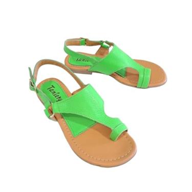Imagem de Sandalia Rasteira Feminina de Dedo (Verde Mar, BR, Adulto, Numérico, M, 36)