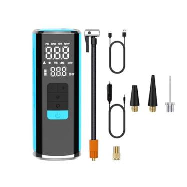 Imagem de JicSuXi Inflador de Pneus Portátil, Compressor de Ar, Bomba de Ar Elétrica, 150 PSI, Cilindro de 25 Mm, Múltiplos Modos de Pressão, Carregamento USB para Carr, Azul