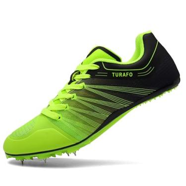Imagem de TURAFO Tênis de corrida masculino profissional feminino Spikes Track Track Race Jumping, Verde, 37