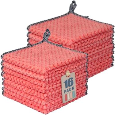 Imagem de AIWIWH Toalhas de prato com laço para pendurar, panos de limpeza de microfibra de veludo coral, super absorventes e de secagem rápida, panos de prato reutilizáveis sem fiapos para cozinha, pratos de