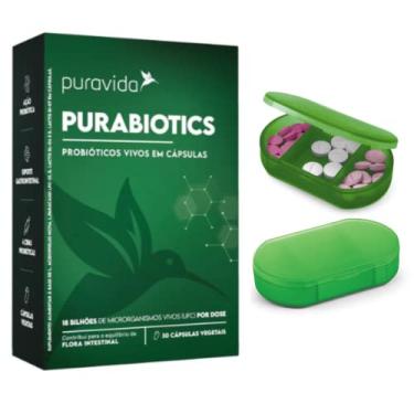 Imagem de Kit Puravida Purabiotics Probióticos Vivos Em Cápsulas Pura Vida 30 Caps Sem Sabor + Porta Capsula