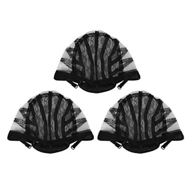 Imagem de SIWOTED 3 PCS Peruca Elástica Boné de Malha Preto Nylon Respirável Elástico Capa de Cabelo Falso para Cosplay Maquiagem