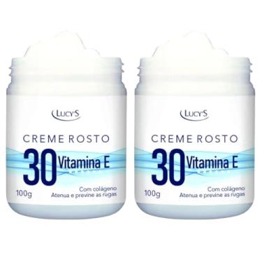 Imagem de Kit 2 Cremes Facial 30 Para Rugas Clareador de Manchas Escuras Com Colágeno e Vitamina E Lucys 100g