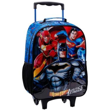 Imagem de Mochila Liga da Justiça Batman Super Homem e Flash Escolar com Rodinhas - Justice League - Xeryus
