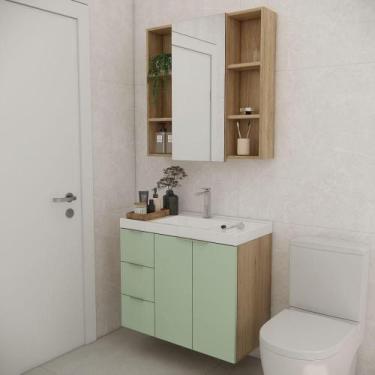 Imagem de Conjunto De Banheiro Com Cuba Vittare 80cm Estilare CNJ5007 Carvalho-v