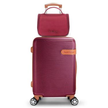 Imagem de Kit Mala De Bordo E Necessaire C/ Gancho Premium Vinho