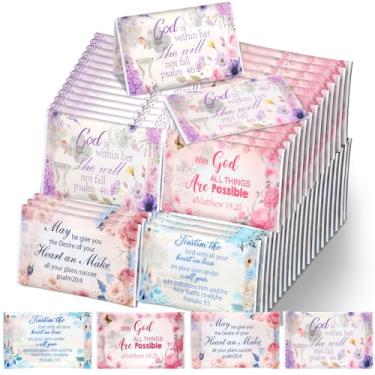 Imagem de TaoBary Pacote com 80 lenços de bolso cristãos para convidados de casamento com escrituras florais de bolso, pacotes de viagem, versículo bíblico inspirador, guardanapo facial macio de 3 camadas para
