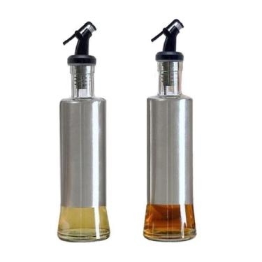 Imagem de Kit 02 x Porta Azeite ou Vinagre Com Bico Dosador em Vidro Inox - ATMX