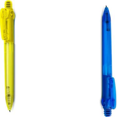 Imagem de Caneta Esferográfica Retrátil com Grip Antiderrapante, Escrita Azul, Plástico Translúcido, 10 Unidades, Design Executivo, Corpo Cilíndrico, para Escritório (Amarelo e Azul)