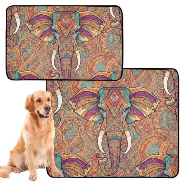 Imagem de Almofadas de xixi laváveis para animais de estimação, à prova d'água, tapete para cercadinho de elefantes clássicos, colorido, reutilizável para animais de estimação, almofadas de treinamento de