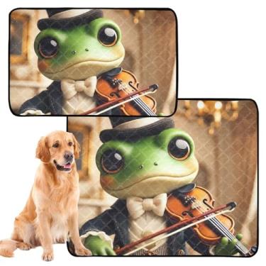 Imagem de TSENQUE Almofadas de xixi laváveis para animais de estimação, engraçado, sapo vitoriano, violino, reutilizável, tapete de parto, absorvente à prova d'água, tapete de cercadinho para cães, médio +