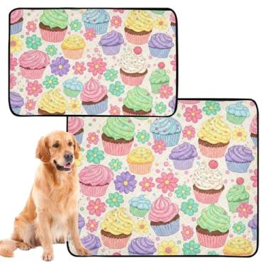 Imagem de Bolinhos coloridos florais para cães de estimação, almofadas de xixi laváveis para gatos, tapete impermeável para gaiola de cachorro, almofadas de treinamento de filhotes, à prova de vazamento, médio