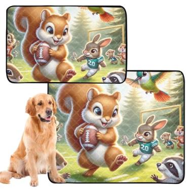 Imagem de Almofadas de xixi para cães laváveis para animais de estimação, gatos, tapete reutilizável fofo esquilo esportivo coelho filhote de cachorro tapete absorvente à prova d'água para gaiola de cachorro
