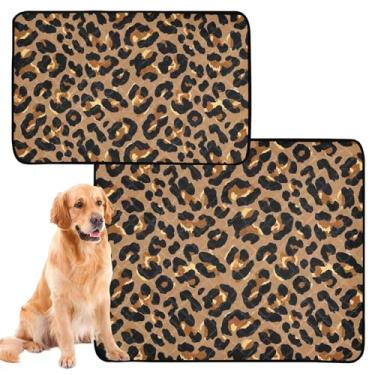 Imagem de Tapete de gato preto marrom com manchas de leopardo bege reutilizável para gatos laváveis para animais de estimação tapetes de xixi à prova d'água para gaiola de cachorro fofos absorventes almofadas