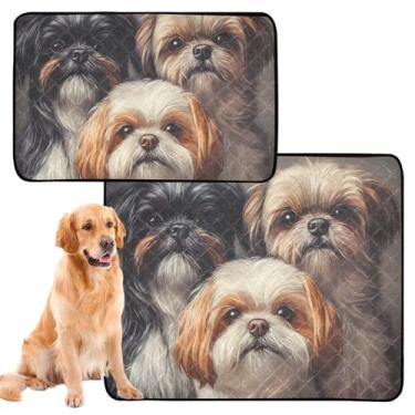 Imagem de TSENQUE Tapete realista Lhasa Apso para cães marrom extragrande para animais de estimação almofadas de xixi para cães à prova d'água tapete de gaiola de cachorro fofo absorvente para treinamento de