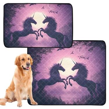 Imagem de TSENQUE Almofadas de xixi laváveis cavalo roxo unicórnios extravagantes tapete para gaiola de cachorro extra grande à prova de vazamento, pequeno x pacote com 3