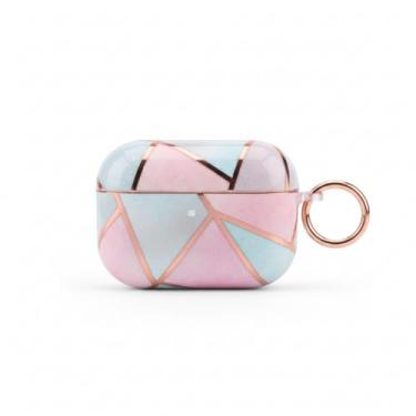 Imagem de Capa para AirPods Pro compatível com 1ª e 2ª geração: capa protetora rígida à prova de choque com clipe de chaveiro, design elegante de mármore de pedra rosa, resistente a arranhões, leve, durável