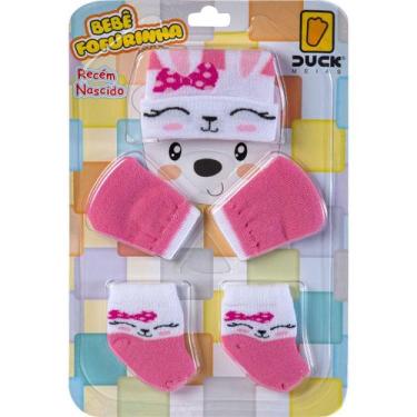 Imagem de Kit Meias Luvas e Touca Bebê Recém-Nascido Menina Fofurinha Maternidad