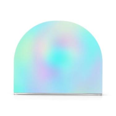 Imagem de Porta-guardanapos de papel acrílico gradiente arco-íris pastel, suporte de guardanapo de jantar em forma de U, suporte de guardanapo vertical