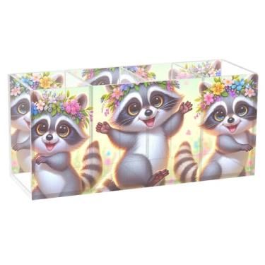 Imagem de TSENQUE Porta-lápis divertido personalizado fofo para caneta, mesa, guaxinins fofos, suporte de pincel de acrílico, copo de lápis estacionário