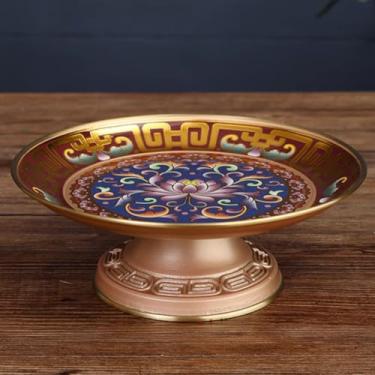 Imagem de FENNYYAR Prato de frutas com buda de cobre puro, 20 cm, prato de oferta de santuário budista doméstico lótus