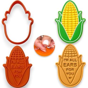 Imagem de Cortador de biscoito de milho premium "All Ears For You" – Tamanho 10 x 7,6 cm – Cortador 2 em 1 e carimbo detalhado com alça – Pode ser lavado na lava-louças, durável e fácil de cuidar