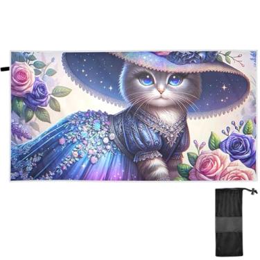 Imagem de TSENQUE Engraçado gato moda rainha toalha de praia à prova de areia grande natação XL toalhas de praia bonito secagem rápida toalha de natação verão praia piscina yoga acampamento 152 x 76 centímetros