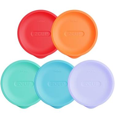 Imagem de Tampas de substituição para Pyrex 7200-PC 2 xícaras, tampa de armazenamento redonda de silicone para tigela de vidro âncora, pacote com 5 cores mistas