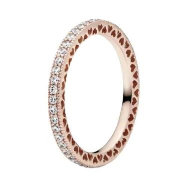 Imagem de Anel Feminino Em Prata Esterlina 925 Com Ouro Rosa E Pedra Em Forma De