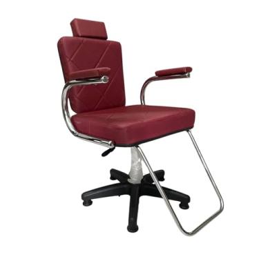 Imagem de Cadeira para Salão de Beleza e Barbearia Modelo Matelassê com Pistão a Gás e Base Estrela – Suporta até 130kg (BORDO)