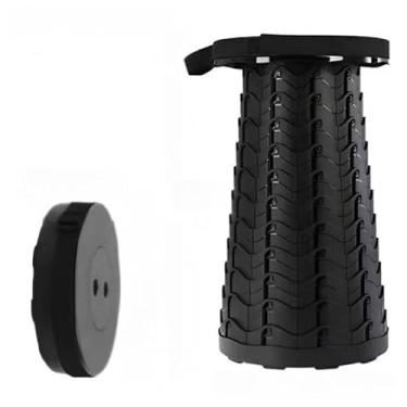 Imagem de Banqueta Banco Retrátil Portátil com AlçaTelescópica Banquinho Dobrável Ajustável Pesca Camping Caminhada(01-preto)