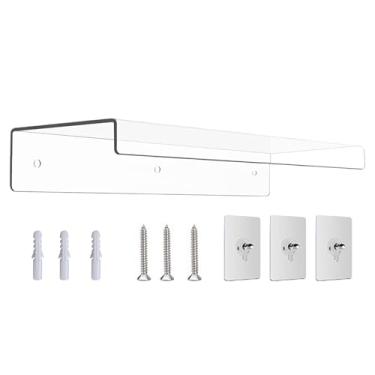 Imagem de Prateleiras de acrílico flutuantes, organizador de plantador transparente | Prateleira de exibição de disco de parede - para banheiro, escritório, sala de estar, cozinha, quarto, estúdio, loja, hotel