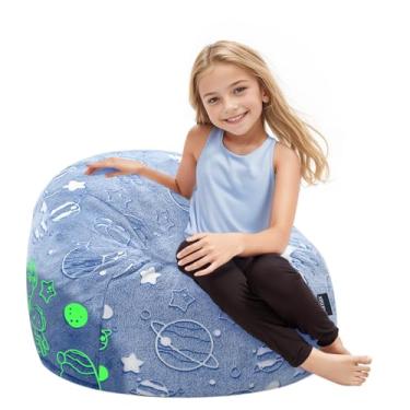 Imagem de COMAX Cadeiras de pufe para crianças, sofá BeanBag com enchimento para meninos e meninas, cadeira de chão preguiçosa para sala de jogos, berçário, espaço brilhante