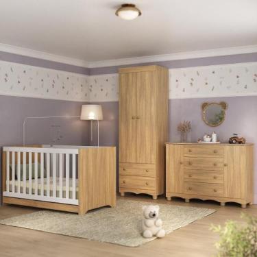 Imagem de Quarto de Bebê Completo com Berço Americano 3 em 1 para Colchão 130x70